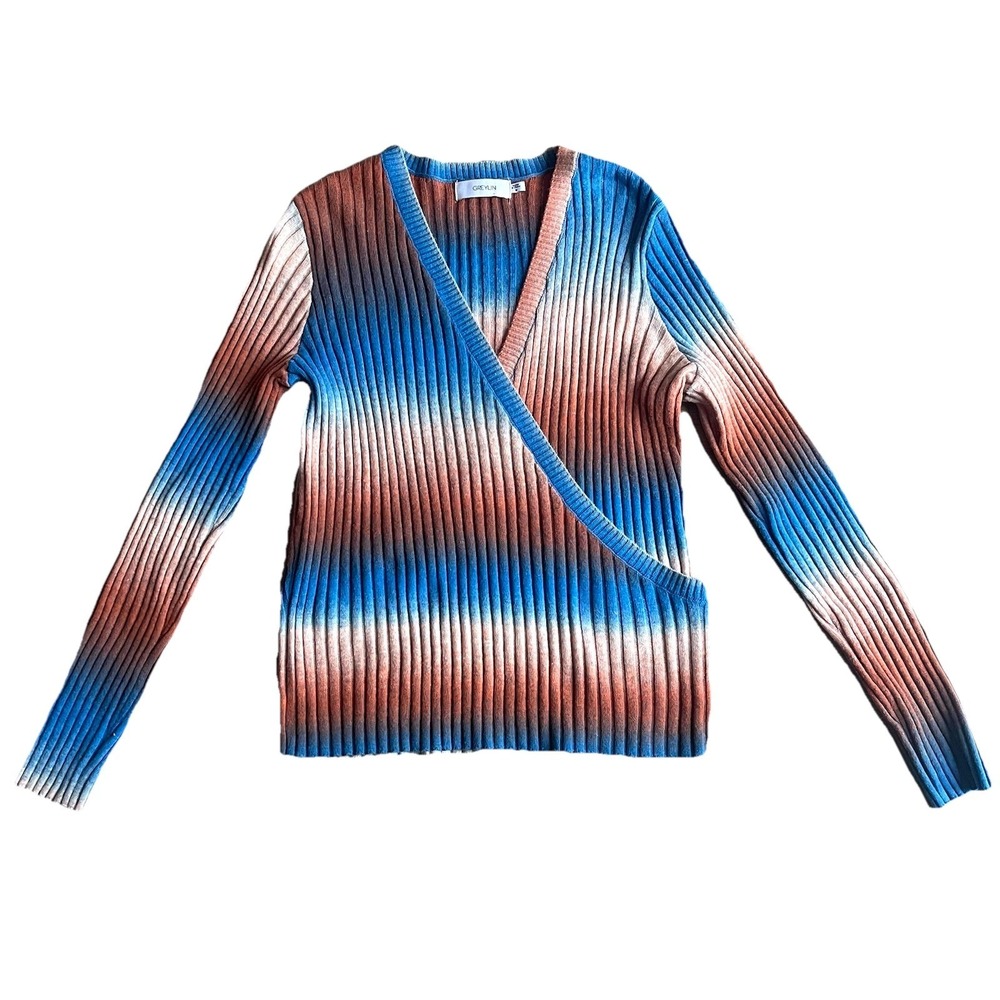 Greylin Women's Faux Wrap Sweater Top Medium Adelyn Rae Ombré